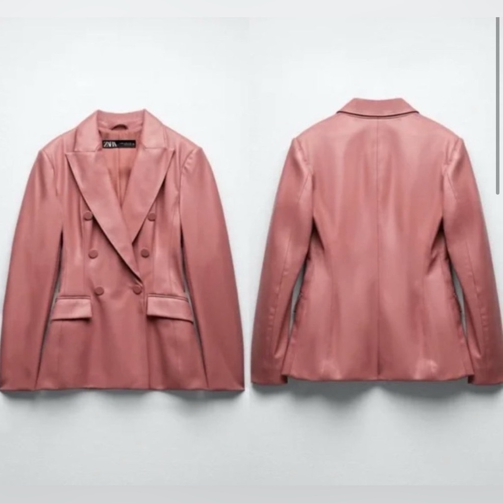 ZARA Pink Leather Faux Jacket